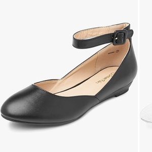 Black flats with ankle strap